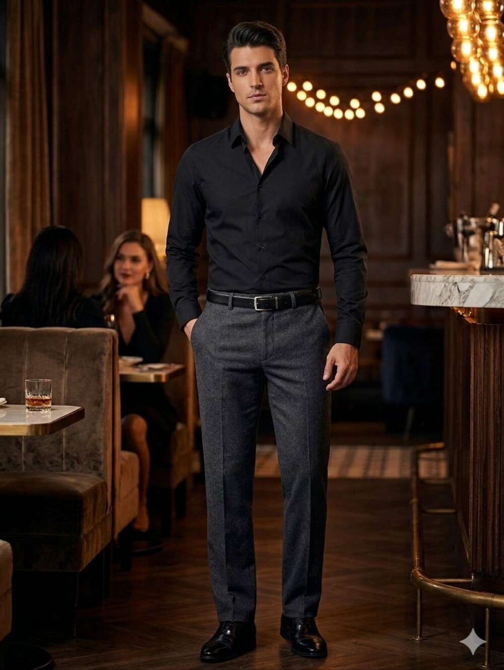 BANANA Republic Charcoal wool blend straight trousers, back flap pockets 36X34